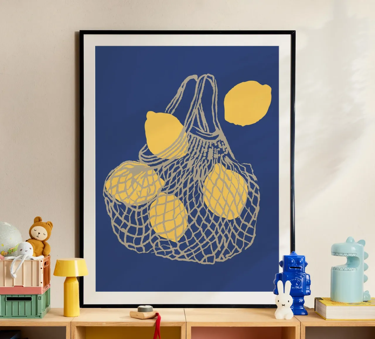 Limoni in busta della spesa - Cucina carta hahnemühle da Peaches Art Prints