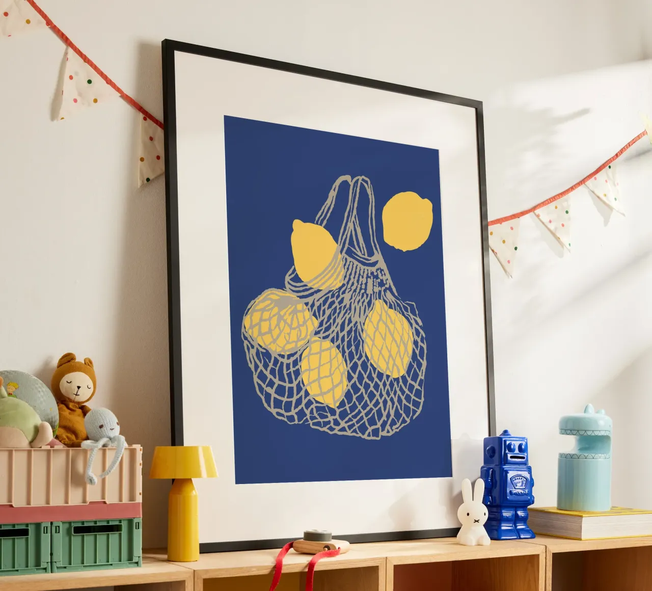 Limoni in busta della spesa - Cucina carta hahnemühle da Peaches Art Prints
