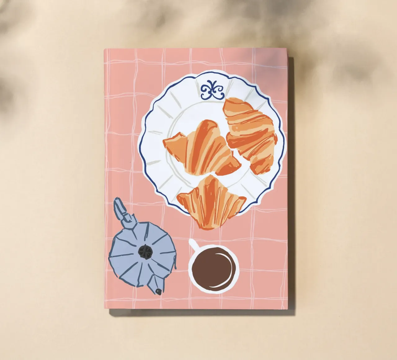Coffee and Croissants Illustration notebook by Peaches Art Prints