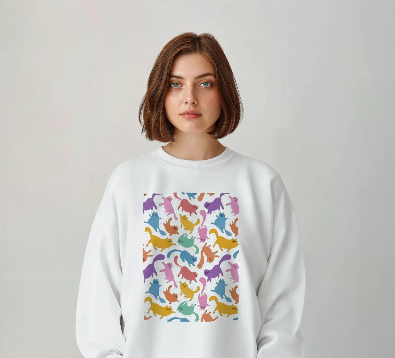 Rainbow Cats Playful Colorful Pattern for Cat Lovers felpa da showmemars