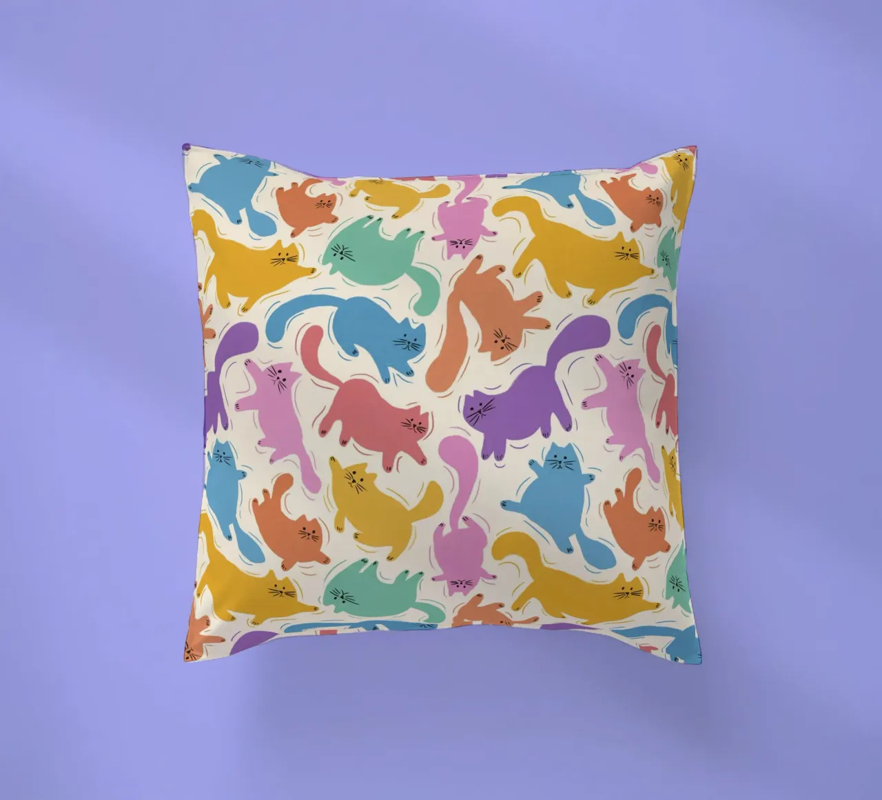Rainbow Cats Playful Colorful Pattern for Cat Lovers cuscino da showmemars