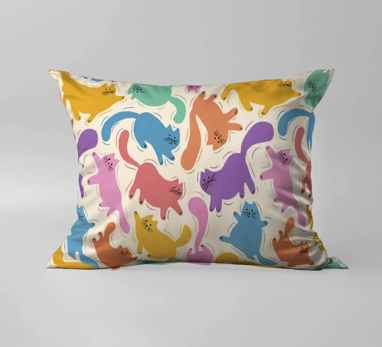 Rainbow Cats Playful Colorful Pattern for Cat Lovers cuscino da showmemars