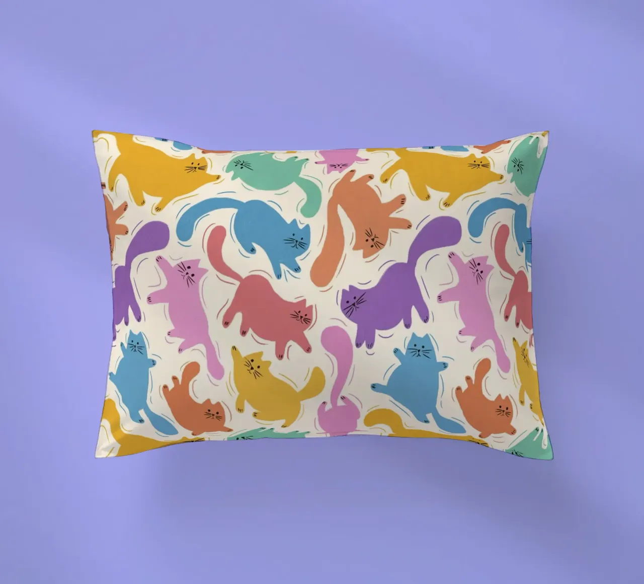 Rainbow Cats Playful Colorful Pattern for Cat Lovers cuscino da showmemars
