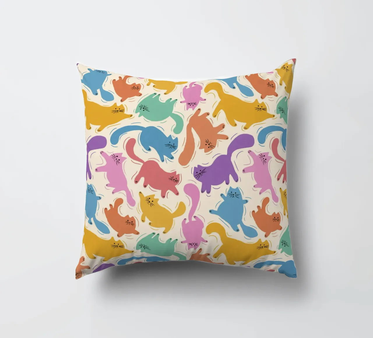 Rainbow Cats Playful Colorful Pattern for Cat Lovers cuscino da showmemars