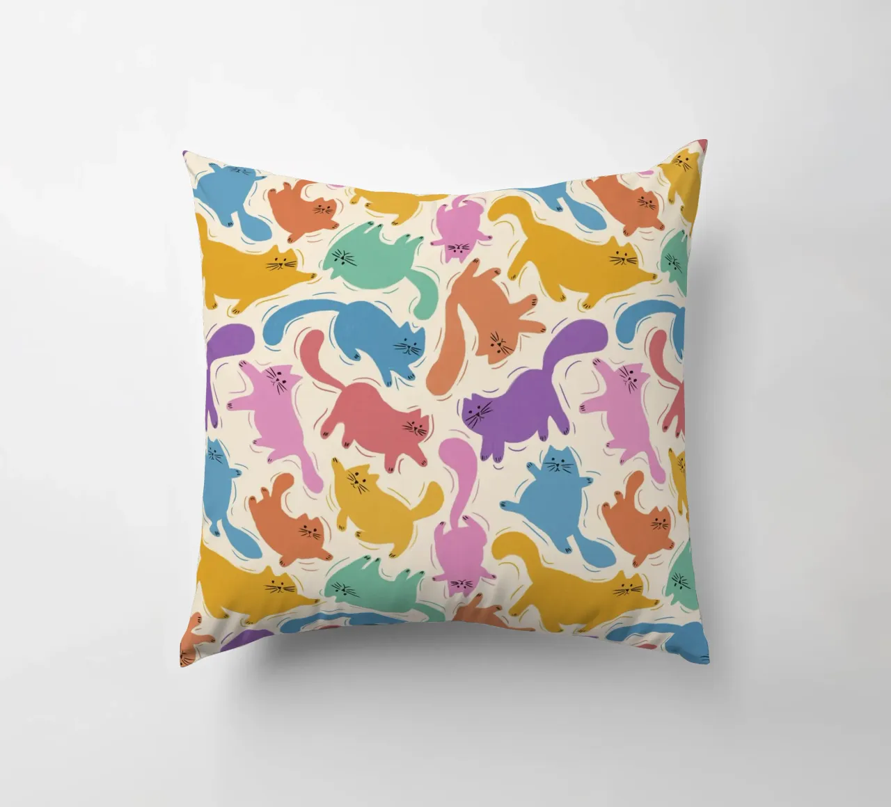 Rainbow Cats Playful Colorful Pattern for Cat Lovers cuscino da showmemars