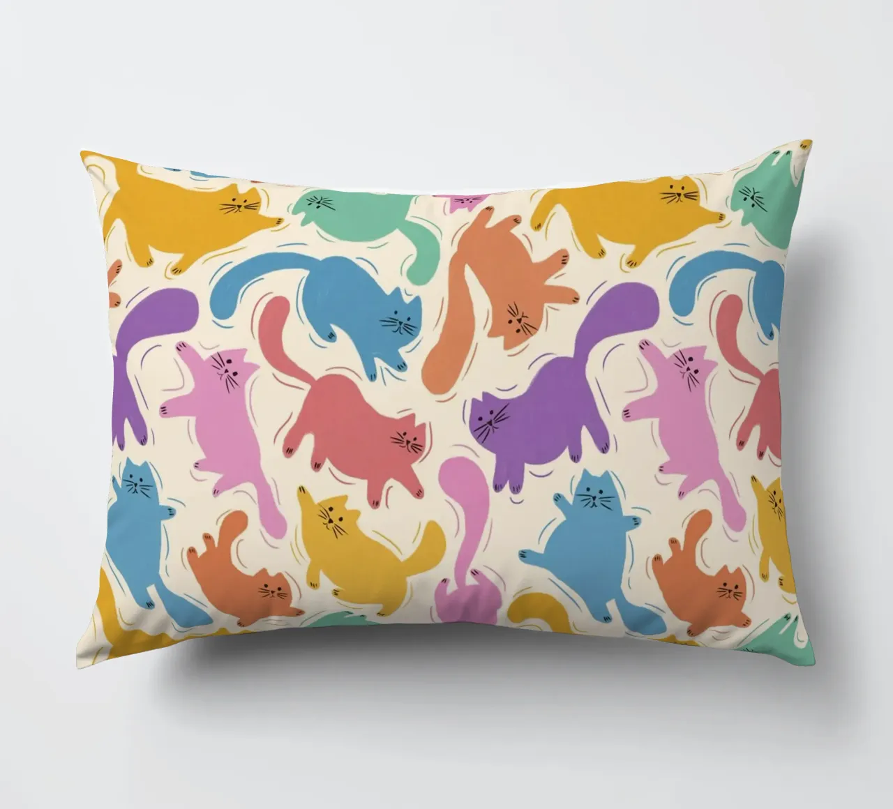 Rainbow Cats Playful Colorful Pattern for Cat Lovers cuscino da showmemars