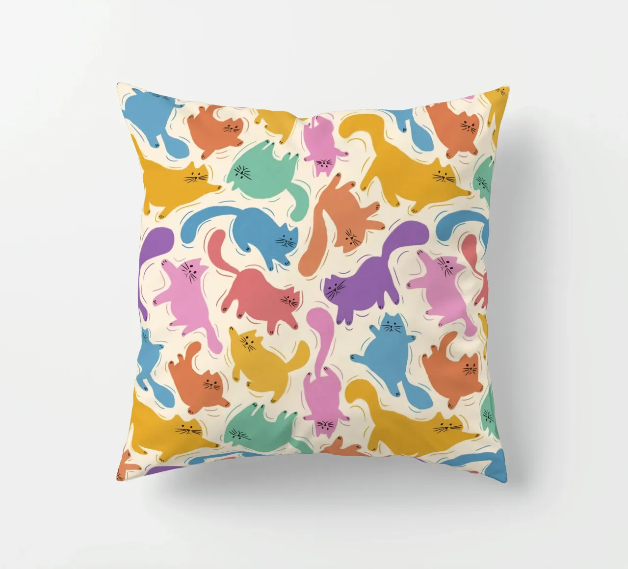 Rainbow Cats Playful Colorful Pattern for Cat Lovers cuscino da showmemars