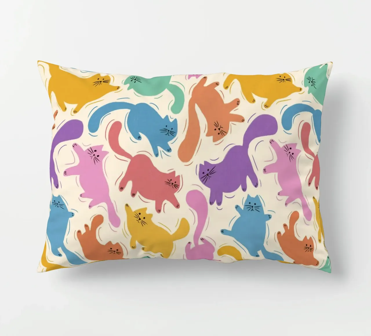 Rainbow Cats Playful Colorful Pattern for Cat Lovers cuscino da showmemars