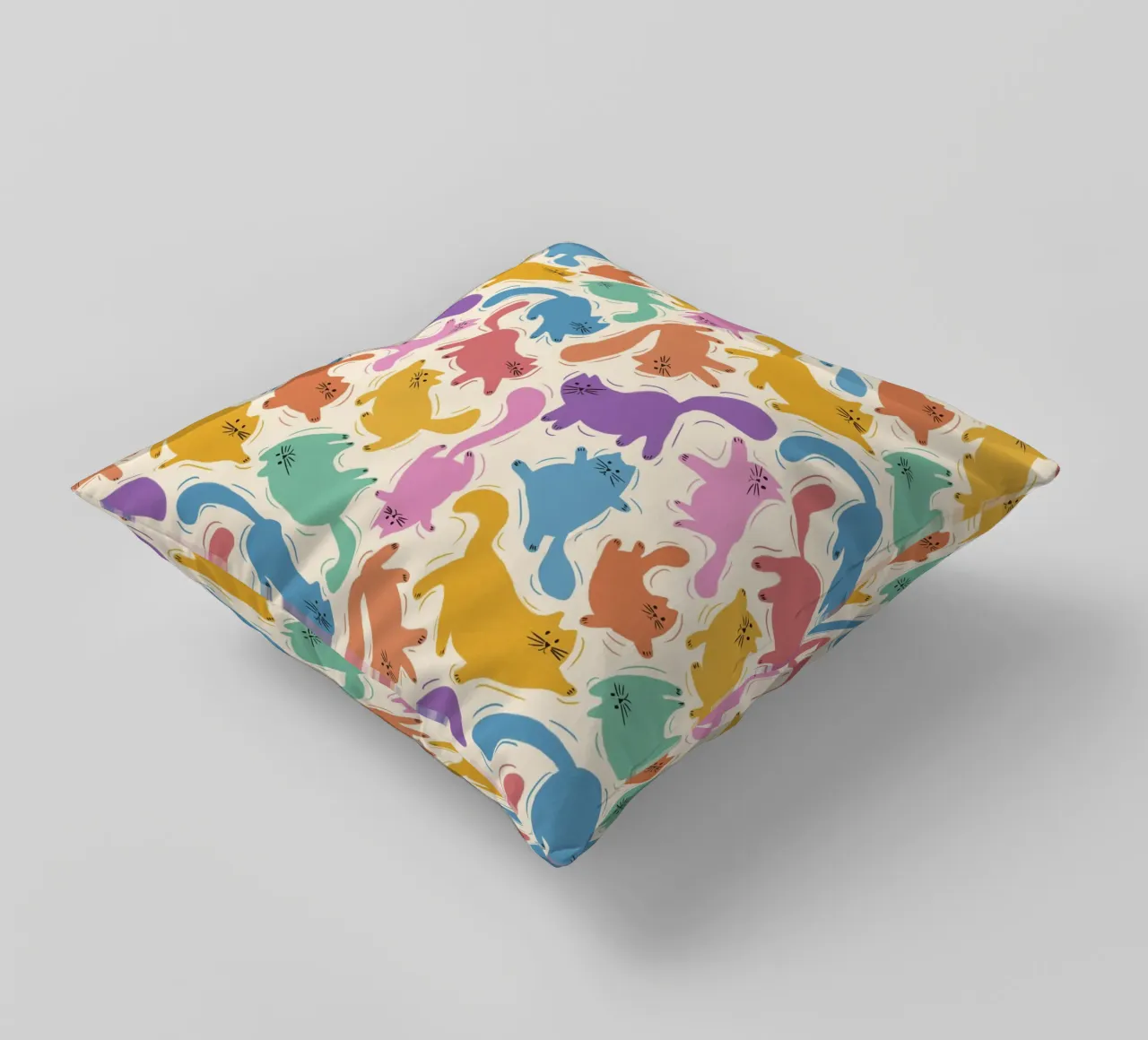 Rainbow Cats Playful Colorful Pattern for Cat Lovers cuscino da showmemars