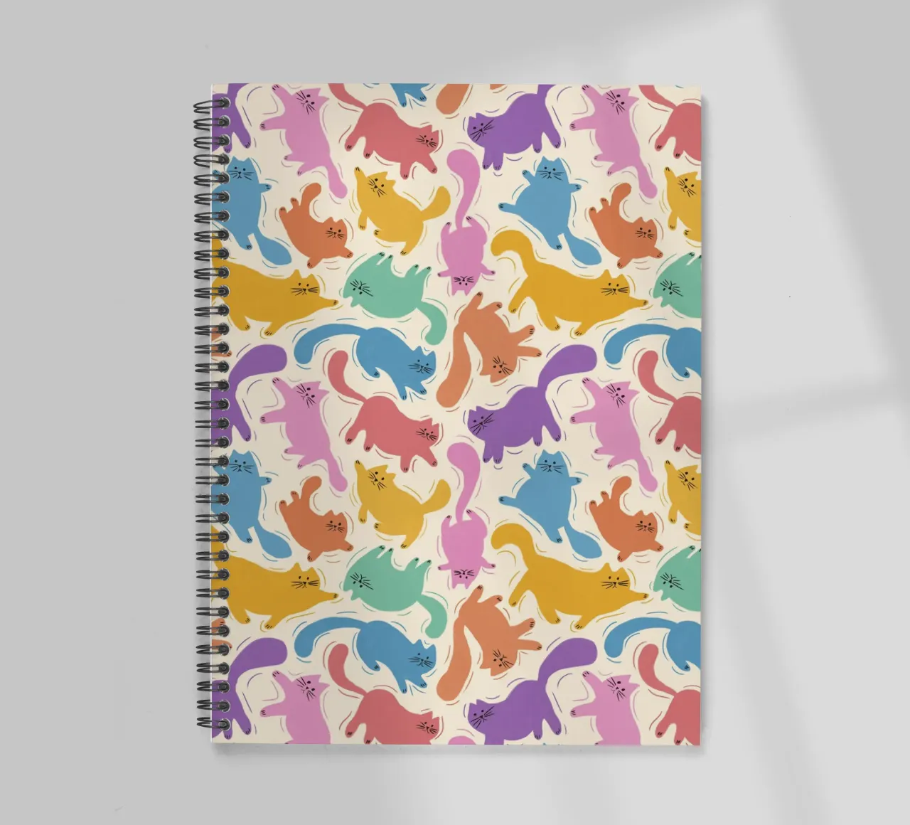Rainbow Cats Playful Colorful Pattern for Cat Lovers spiral notebook by showmemars