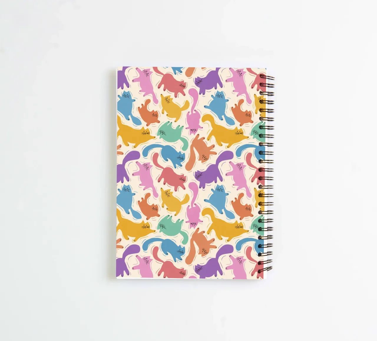 Rainbow Cats Playful Colorful Pattern for Cat Lovers spiral notebook by showmemars