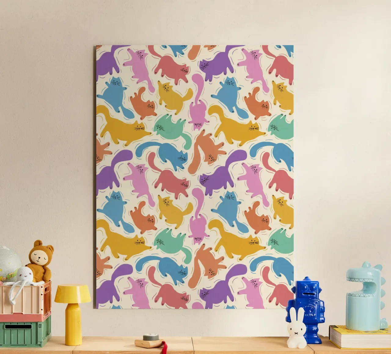 Rainbow Cats Playful Colorful Pattern for Cat Lovers alluminio dibond da showmemars