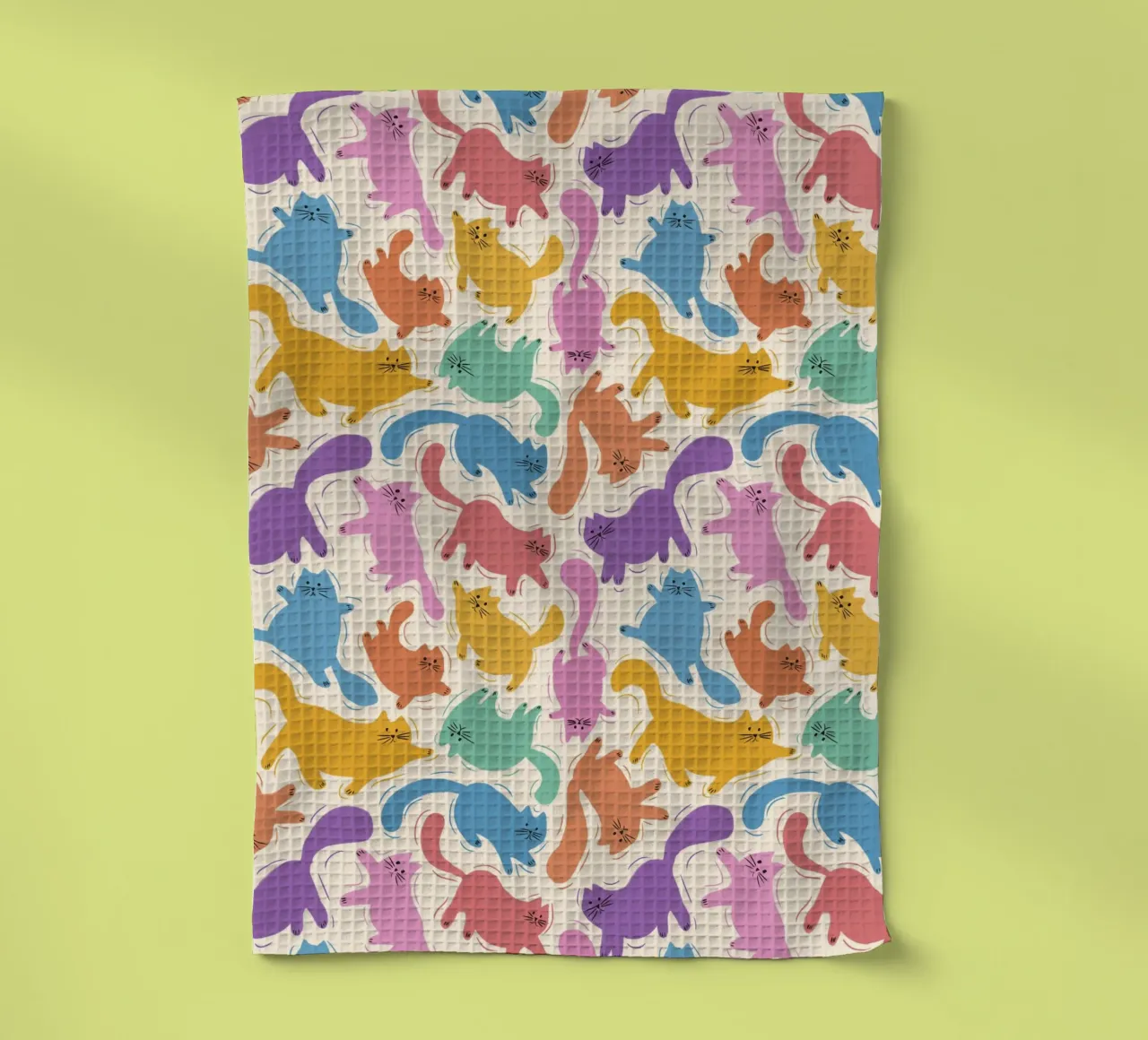 Rainbow Cats Playful Colorful Pattern for Cat Lovers canovaccio da cucina da showmemars