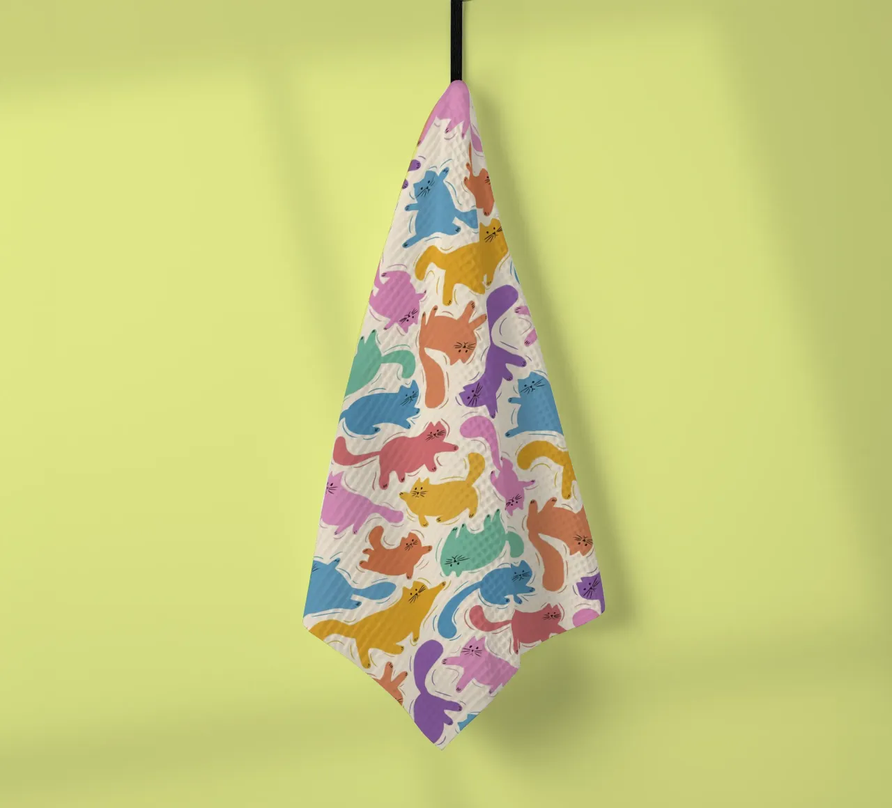 Rainbow Cats Playful Colorful Pattern for Cat Lovers canovaccio da cucina da showmemars
