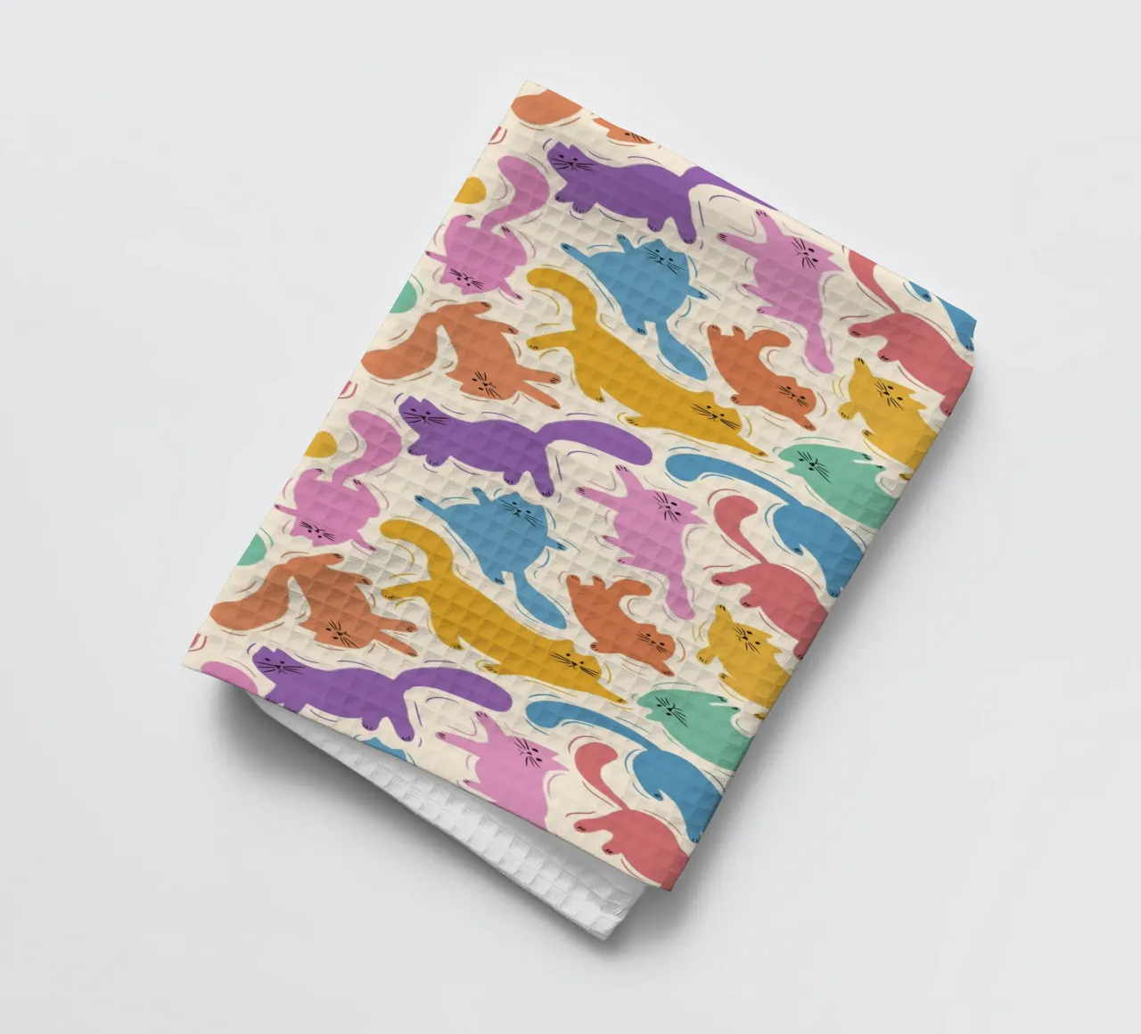 Rainbow Cats Playful Colorful Pattern for Cat Lovers canovaccio da cucina da showmemars
