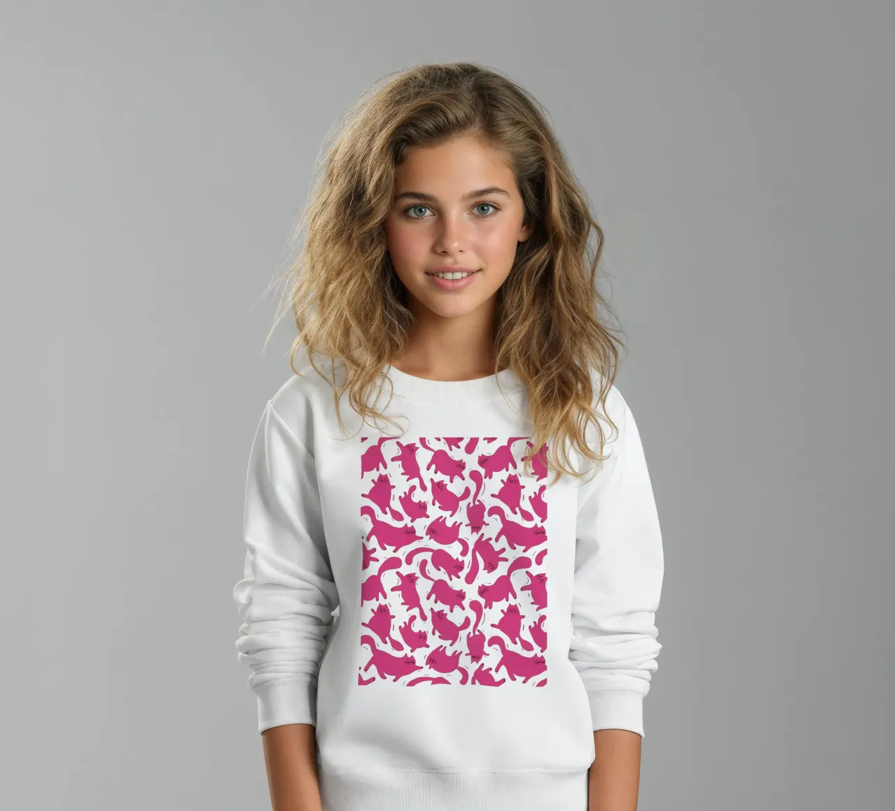 Hot Pink Cats Playful Fun Pattern for Cat Lovers felpa bambino da showmemars