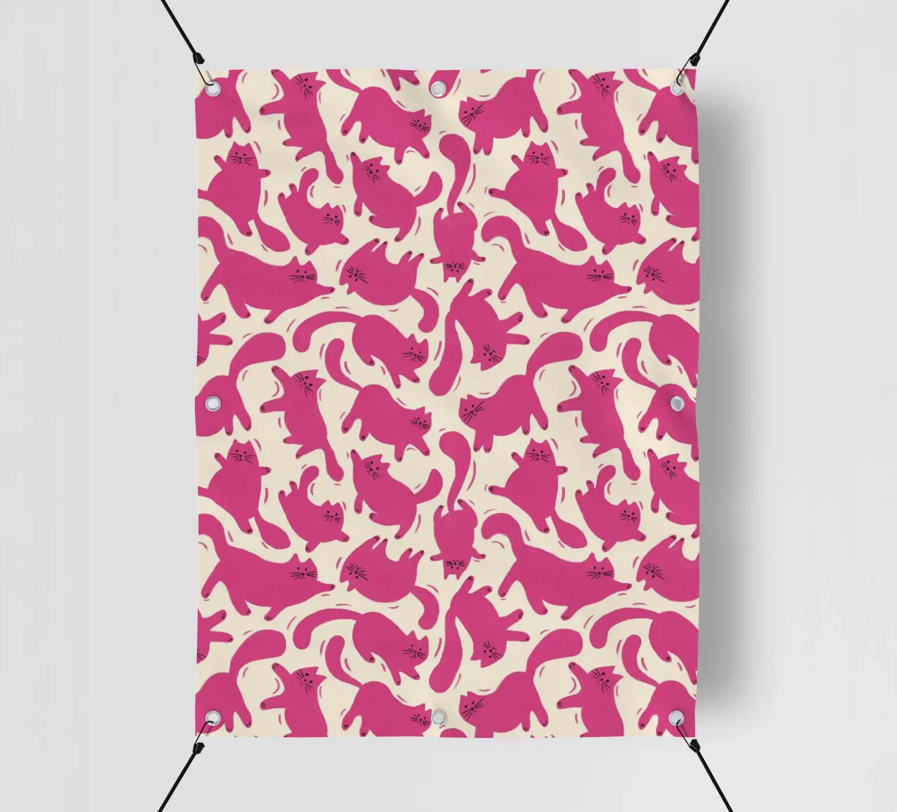 Hot Pink Cats Playful Fun Pattern for Cat Lovers telo in pvc da showmemars