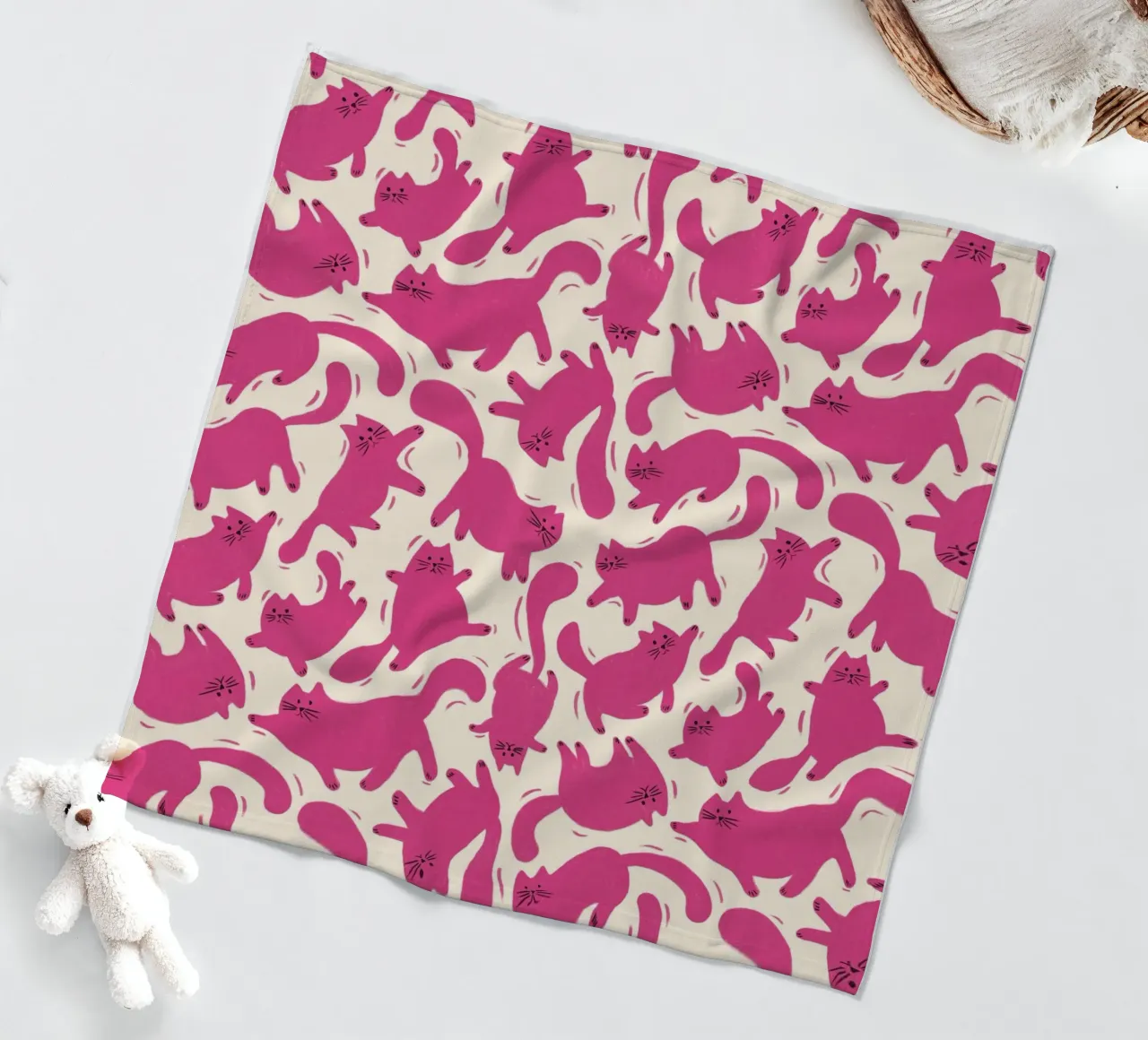 Hot Pink Cats Playful Fun Pattern for Cat Lovers coperta in pile da showmemars