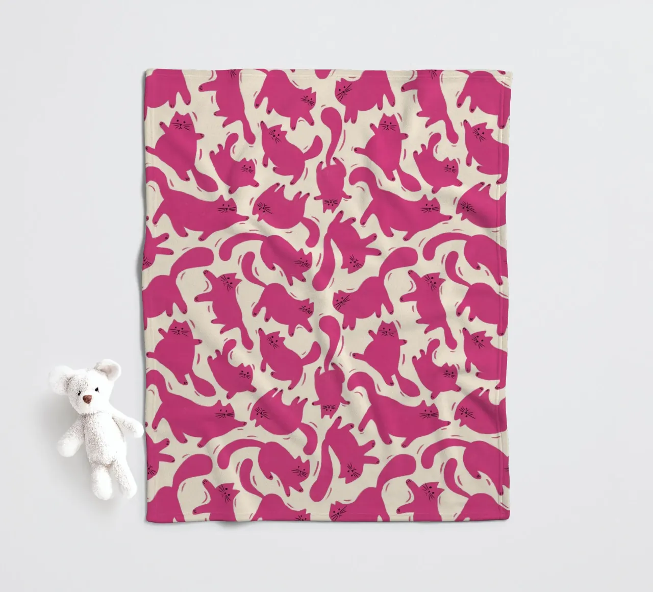 Hot Pink Cats Playful Fun Pattern for Cat Lovers coperta in pile da showmemars