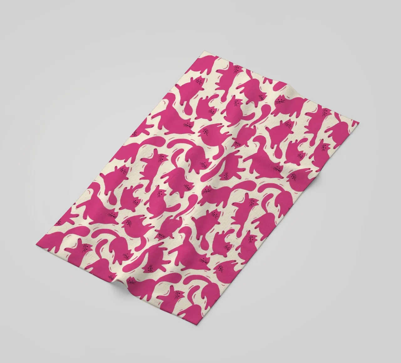 Hot Pink Cats Playful Fun Pattern for Cat Lovers telo mare da showmemars