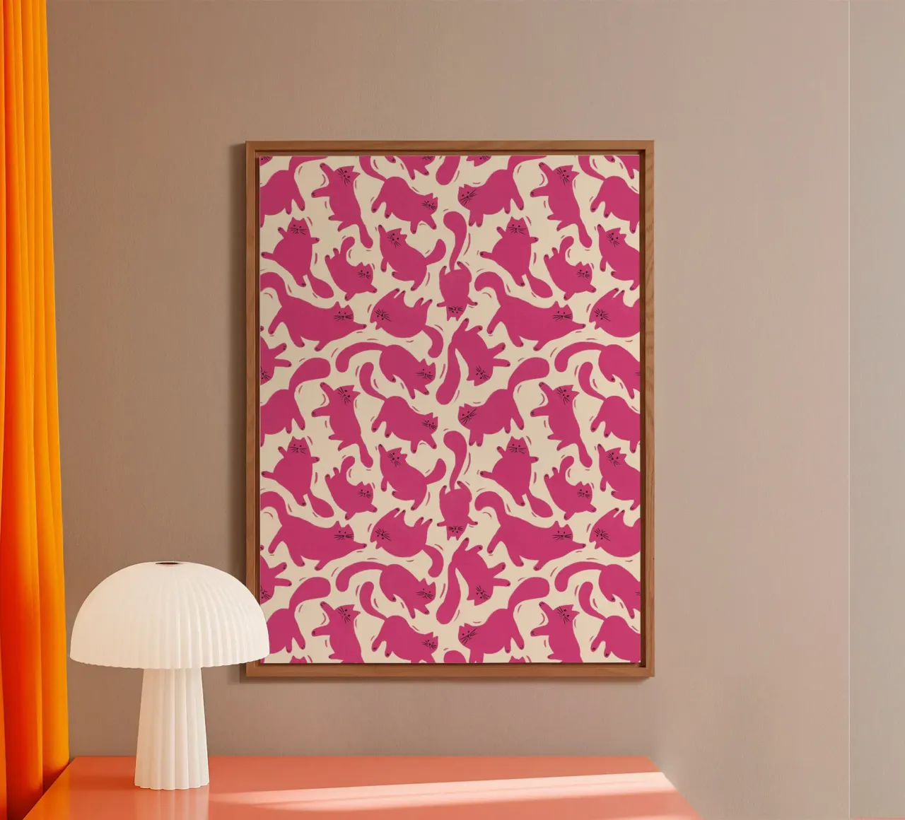 Hot Pink Cats Playful Fun Pattern for Cat Lovers alluminio dibond da showmemars