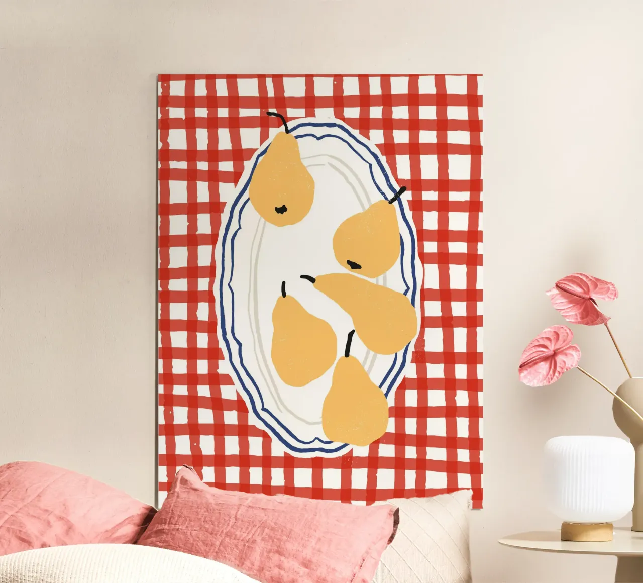Illustrazione del cibo da picnic con le pere poster da Peaches Art Prints