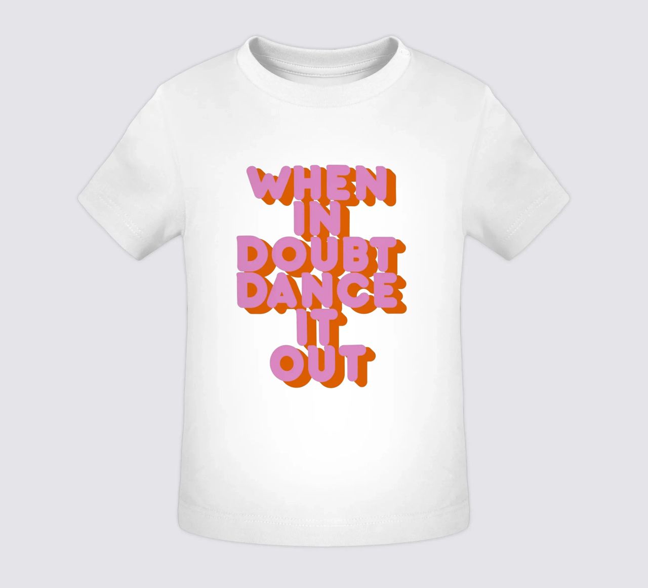 When in Doubt Dance It Out Fun Retro Typography maglietta neonato da showmemars