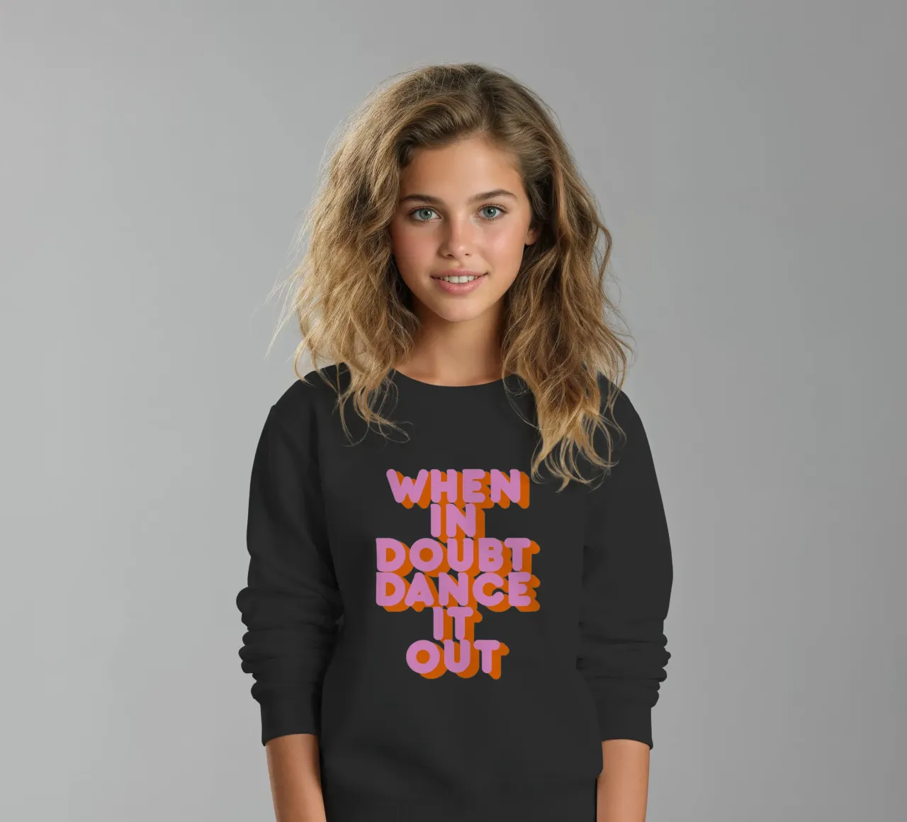 When in Doubt Dance It Out Fun Retro Typography felpa bambino da showmemars