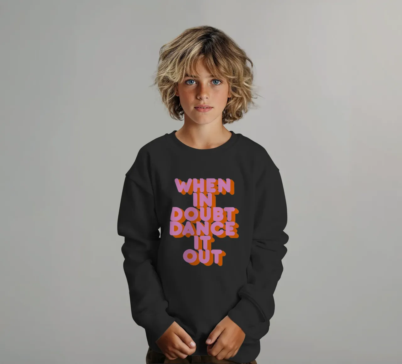 When in Doubt Dance It Out Fun Retro Typography felpa bambino da showmemars