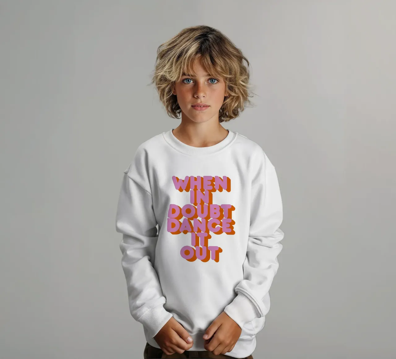 When in Doubt Dance It Out Fun Retro Typography felpa bambino da showmemars