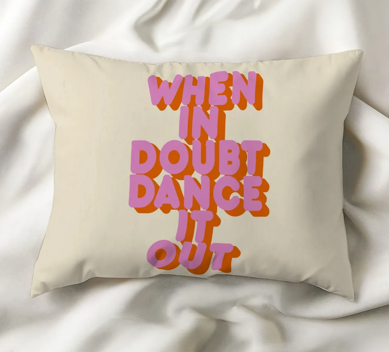 When in Doubt Dance It Out Fun Retro Typography Kissen von showmemars