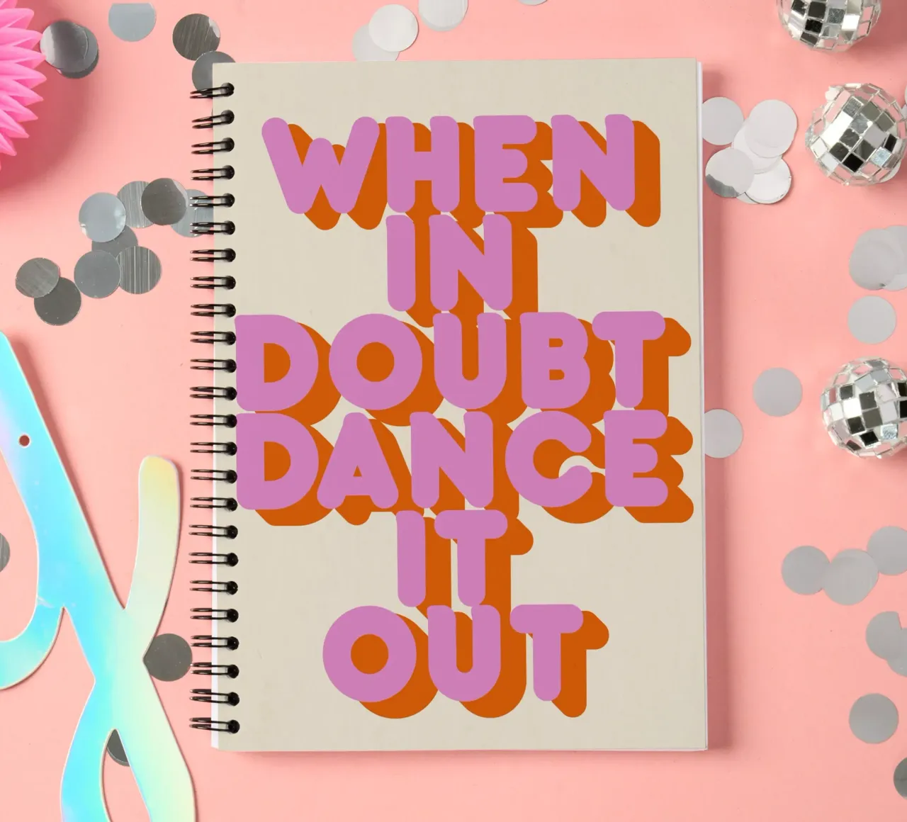 When in Doubt Dance It Out Fun Retro Typography spiral notebook by showmemars