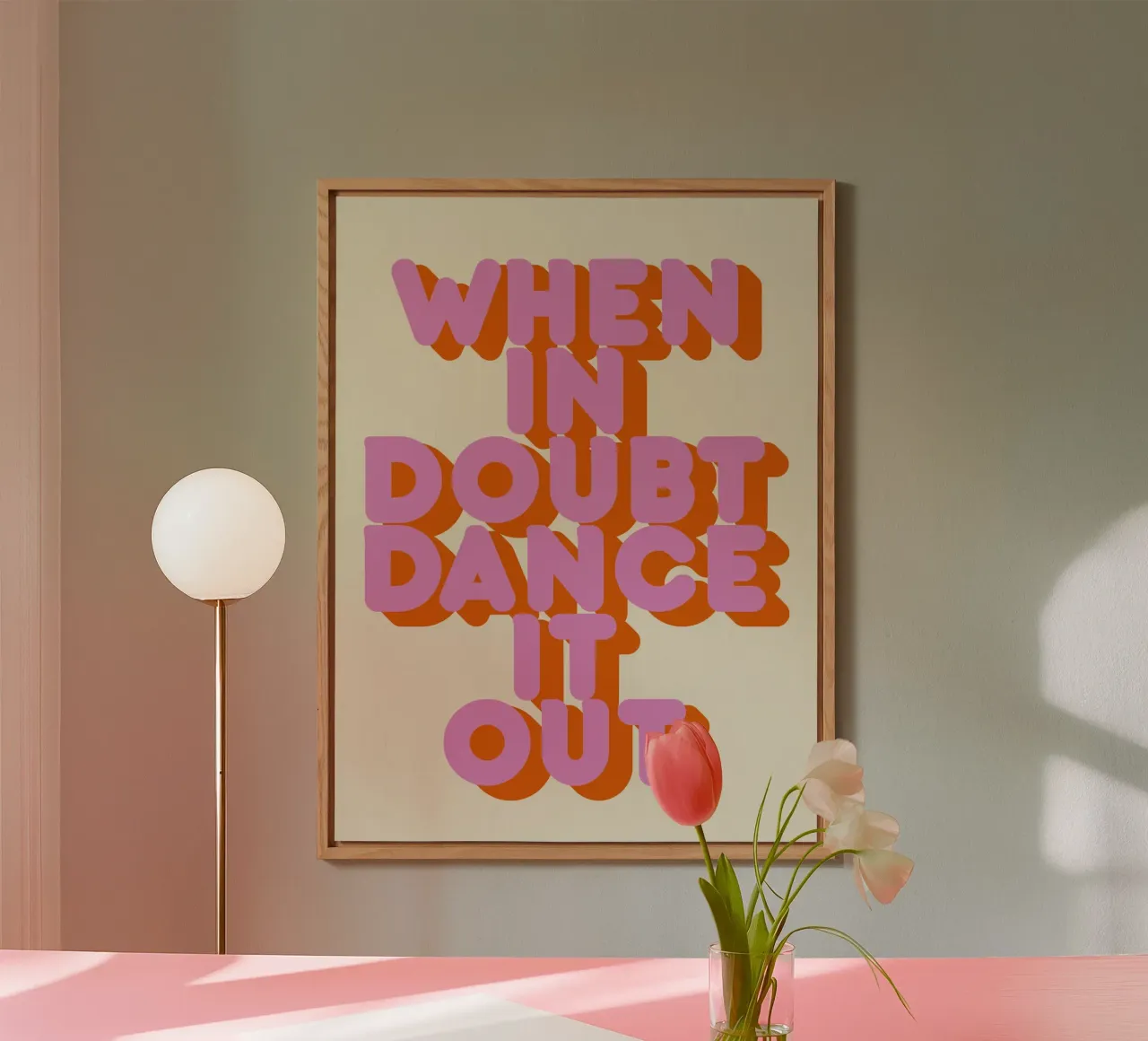 When in Doubt Dance It Out Fun Retro Typography pannello forex da showmemars