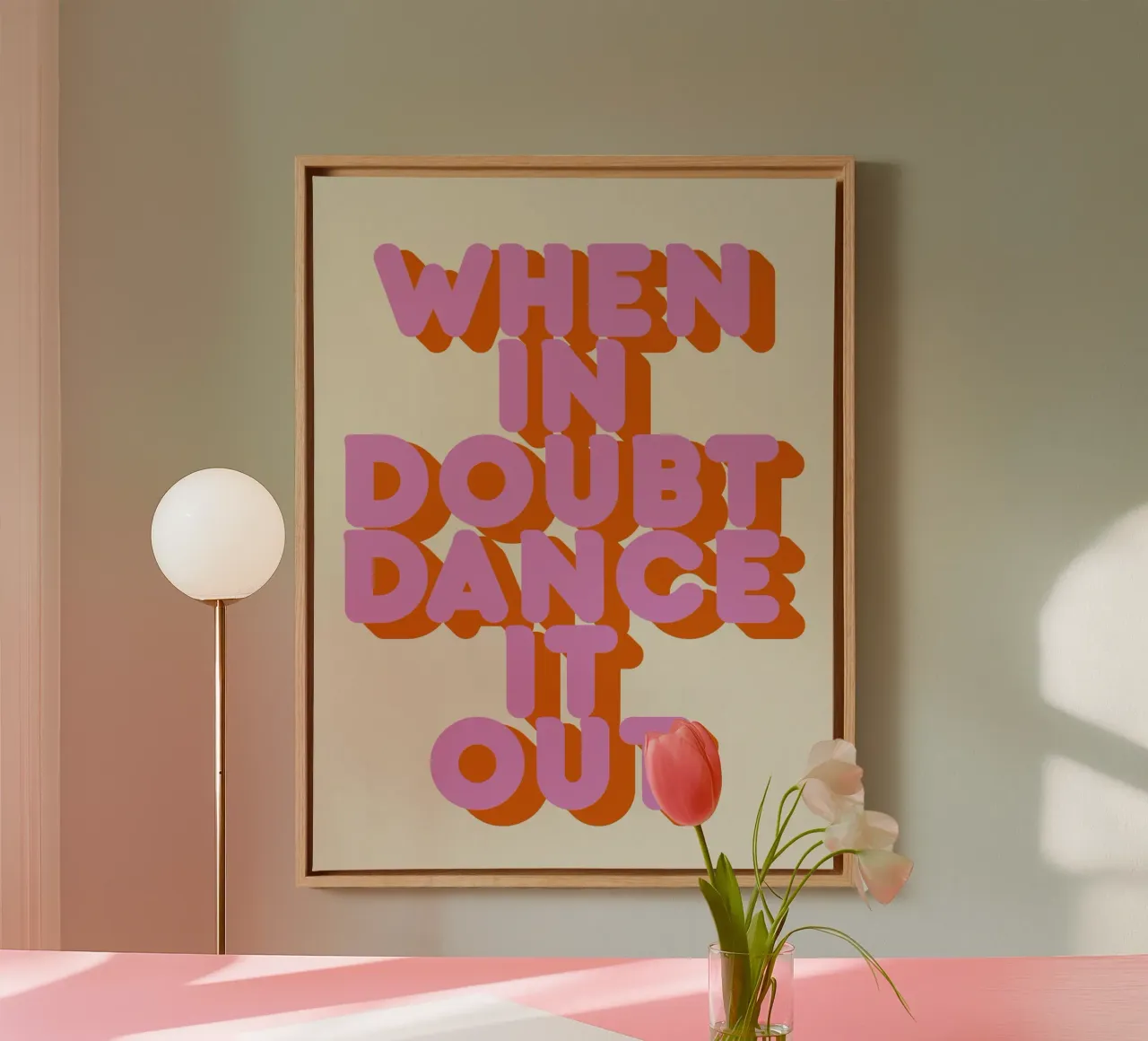 When in Doubt Dance It Out Fun Retro Typography tela da showmemars