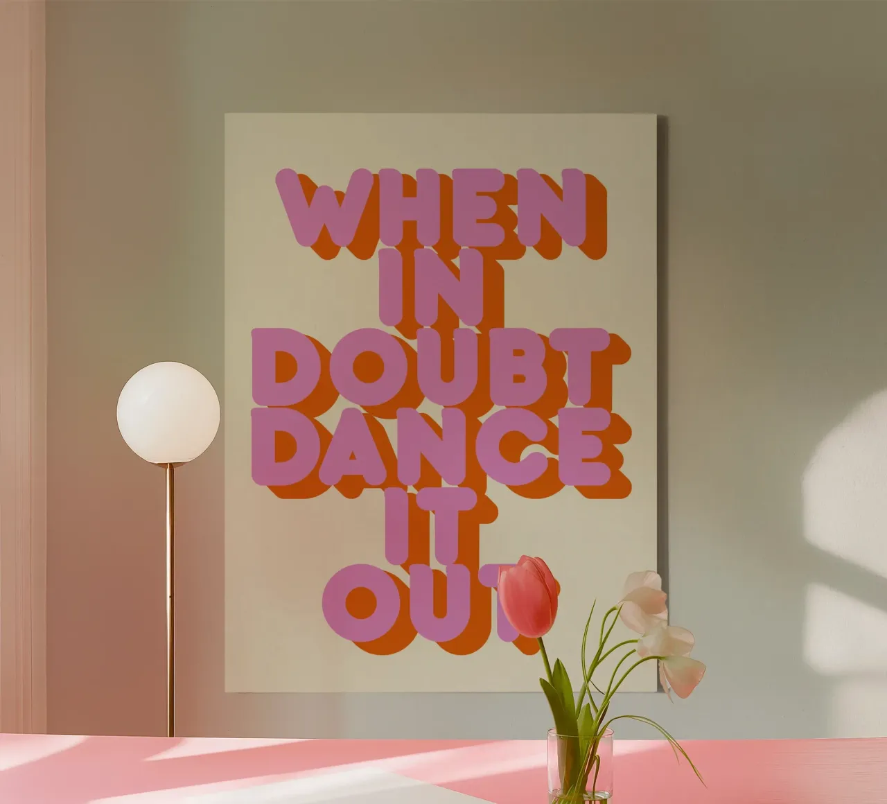 When in Doubt Dance It Out Fun Retro Typography tela da showmemars