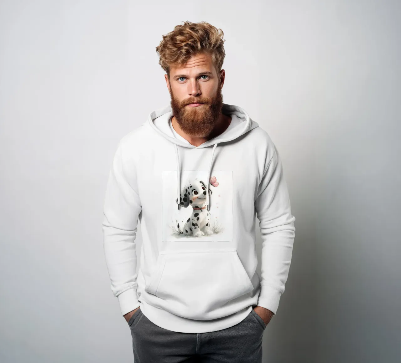 Dalmata allegro con anello a farfalla felpa con cappuccio da Carinaprint