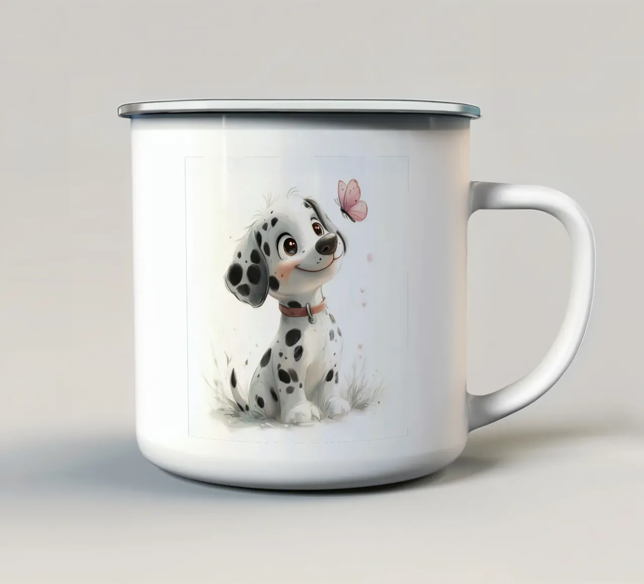 Dalmata allegro con anello a farfalla tazza in smalto da Carinaprint