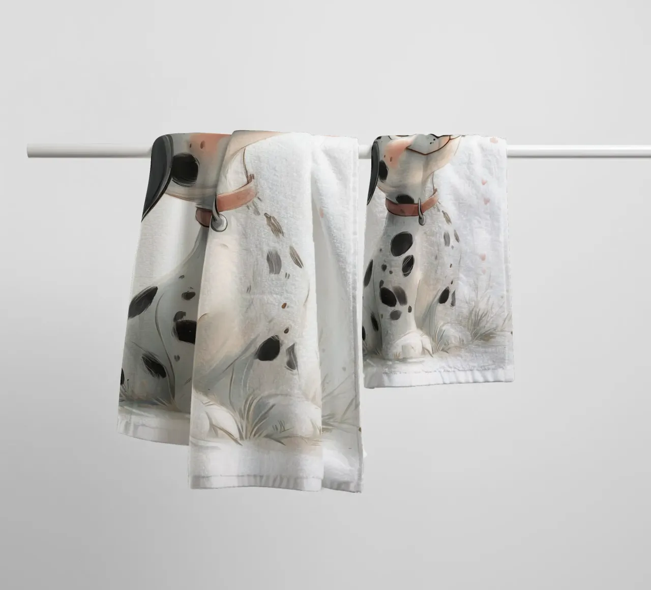 Dalmata allegro con anello a farfalla asciugamano da bagno da Carinaprint