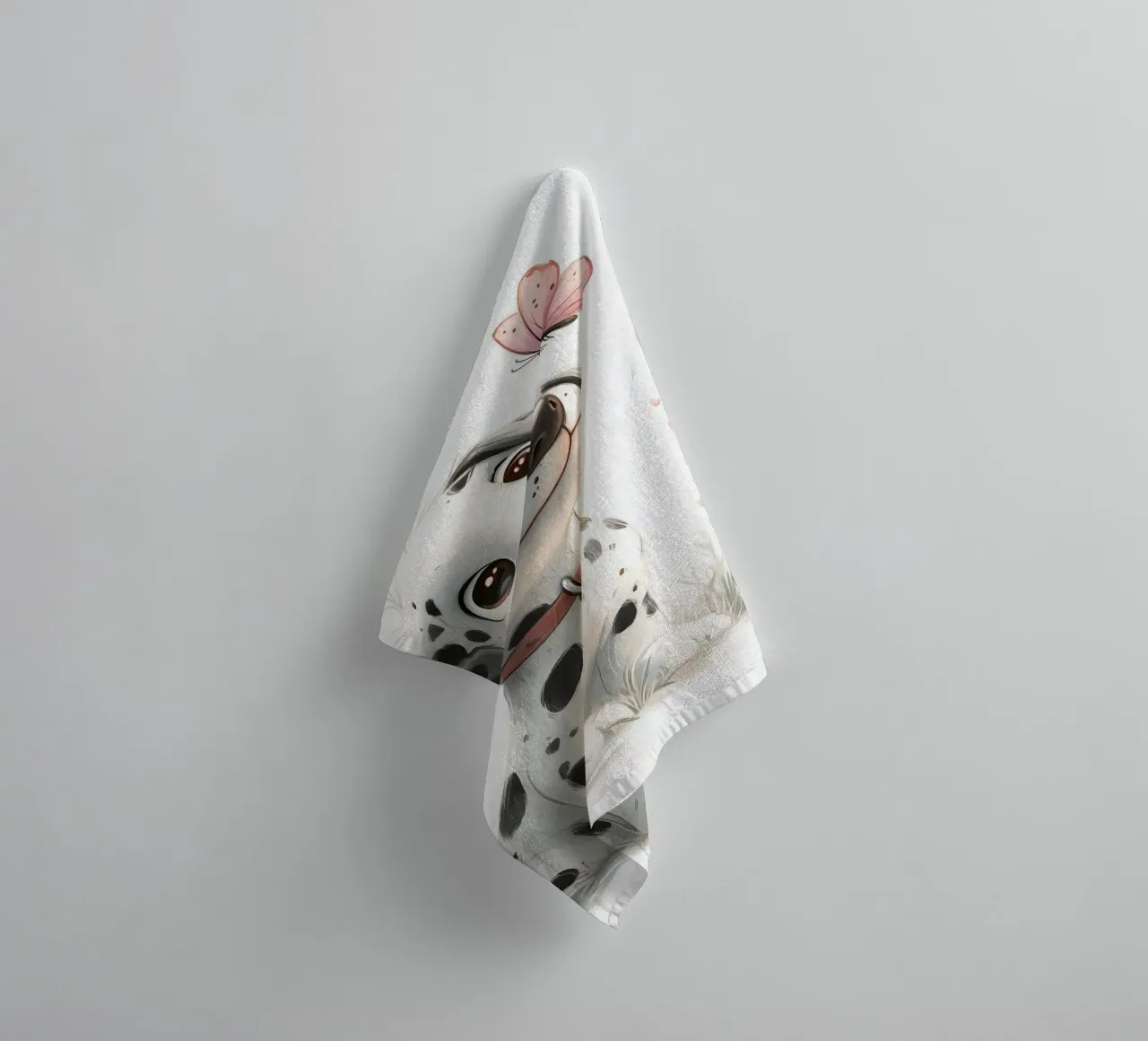 Dalmata allegro con anello a farfalla asciugamano da bagno da Carinaprint