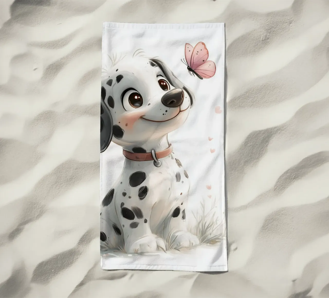 Dalmata allegro con anello a farfalla telo mare da Carinaprint