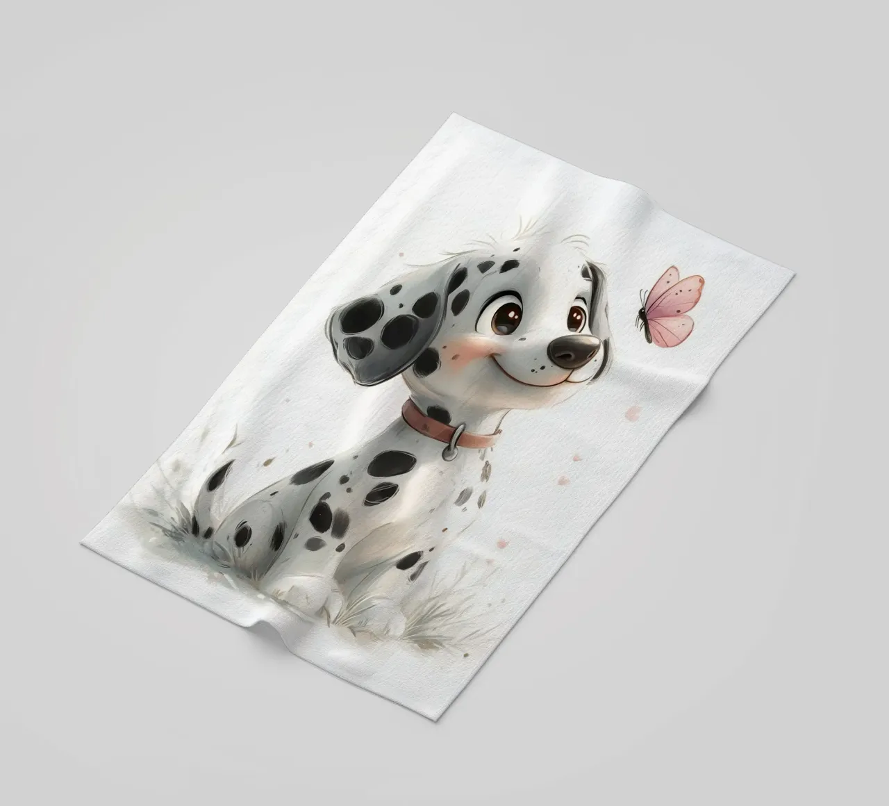 Dalmata allegro con anello a farfalla telo mare da Carinaprint