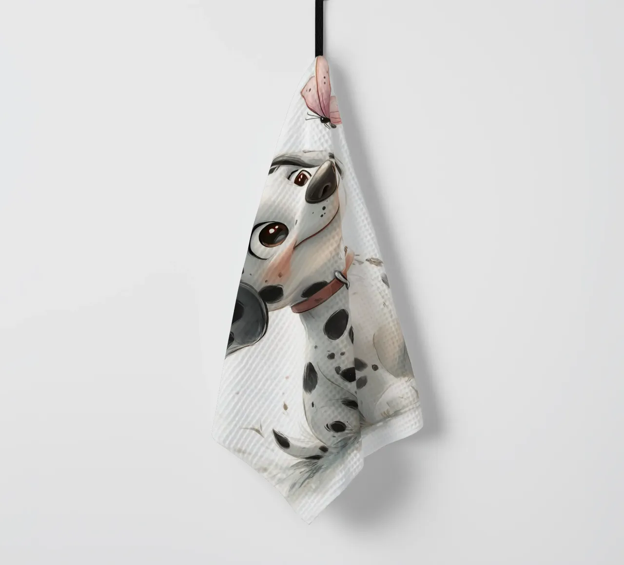 Dalmata allegro con anello a farfalla canovaccio da cucina da Carinaprint