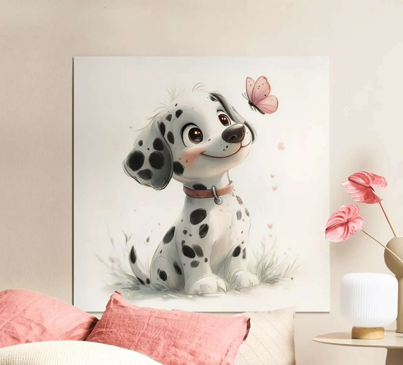 Dalmata allegro con anello a farfalla carta hahnemühle da Carinaprint
