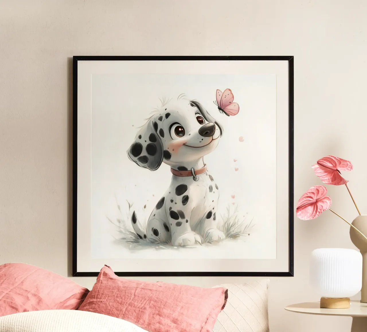 Dalmata allegro con anello a farfalla carta hahnemühle da Carinaprint