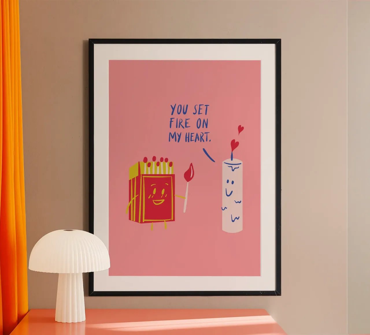 You Set Fire to My Heart | Cute & Playful Love Print poster da PrintCessStudio