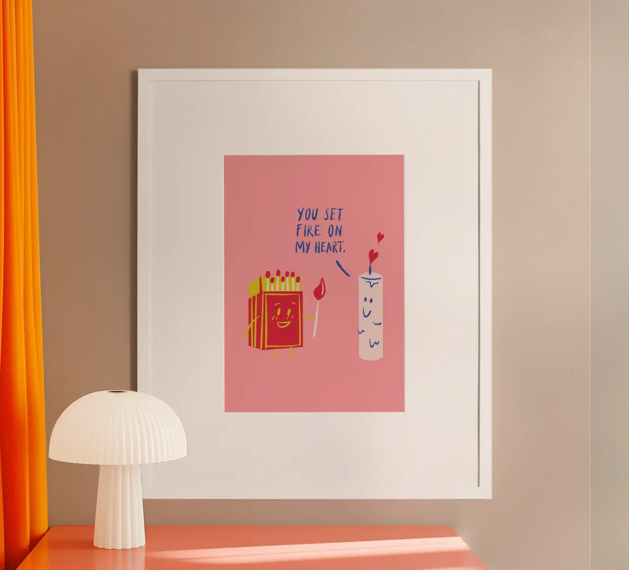 You Set Fire to My Heart | Cute & Playful Love Print poster da PrintCessStudio
