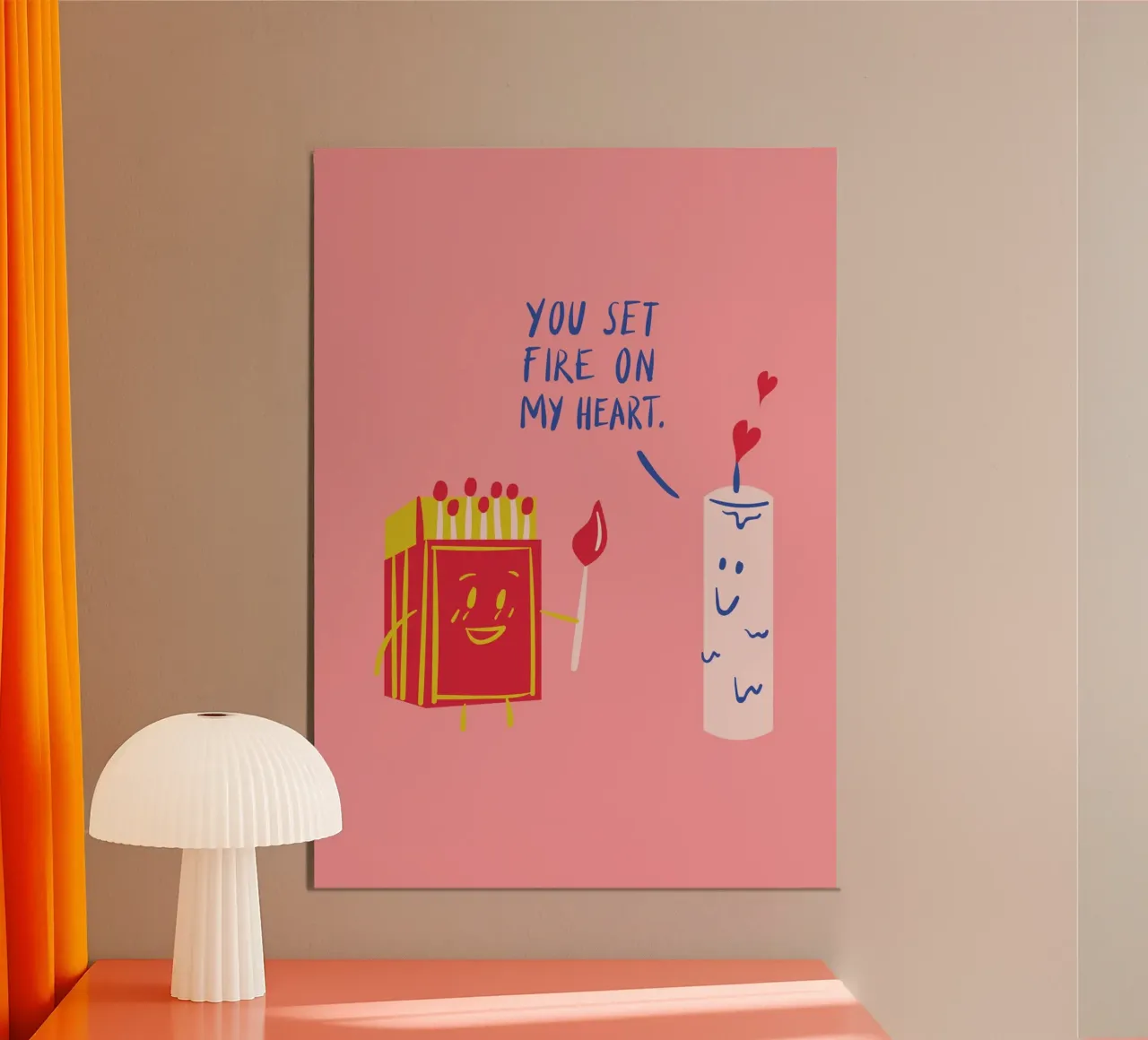 You Set Fire to My Heart | Cute & Playful Love Print poster da PrintCessStudio