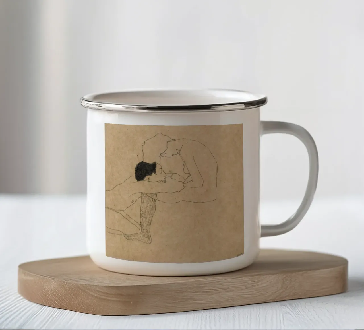 Amanti di Egon Schiele tazza in smalto da William Store