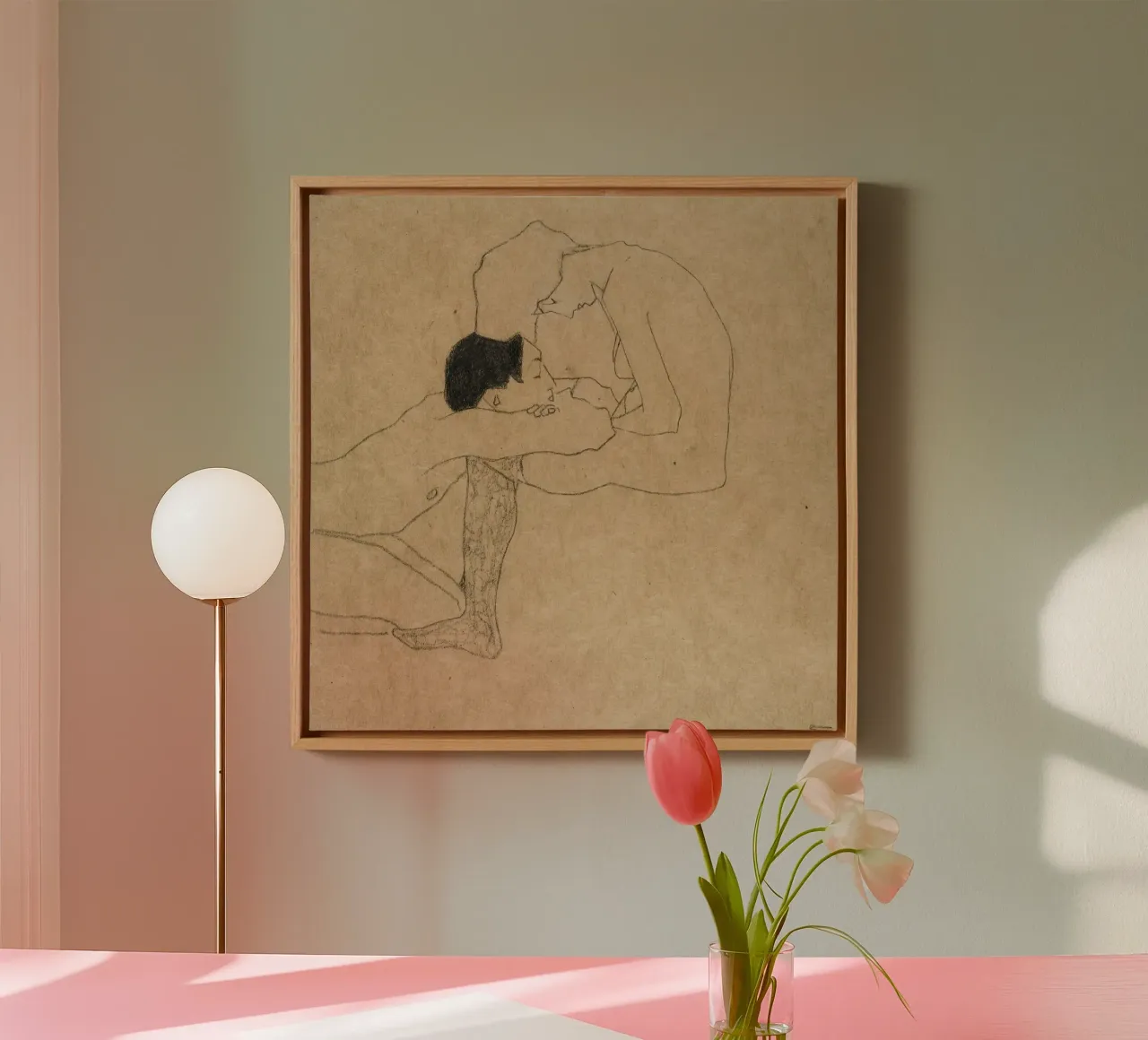 Amanti di Egon Schiele tela con Cornice a cassetta da William Store
