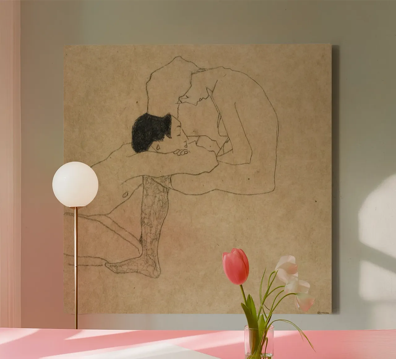 Amanti di Egon Schiele tela con Cornice a cassetta da William Store